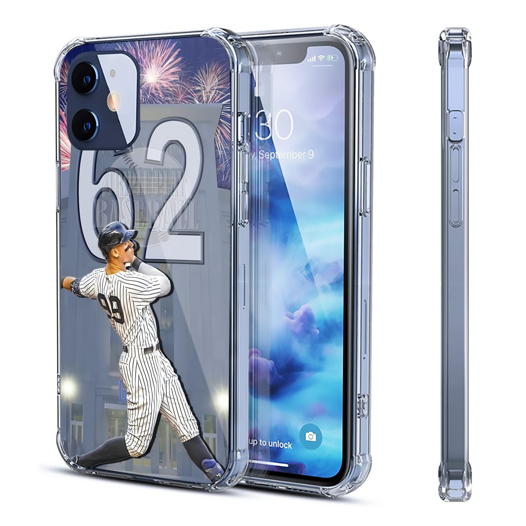 Aaron Judge 62 Home Runs Record Clear IPhone 12 Case – Soft TPU With UV Print – Enhanced Drop Protection, Precise Fit, Anti-Fingerprint, Customizable Design, Scratch-Resistant, Yellow-Resistant